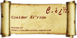 Czeider Örzse névjegykártya